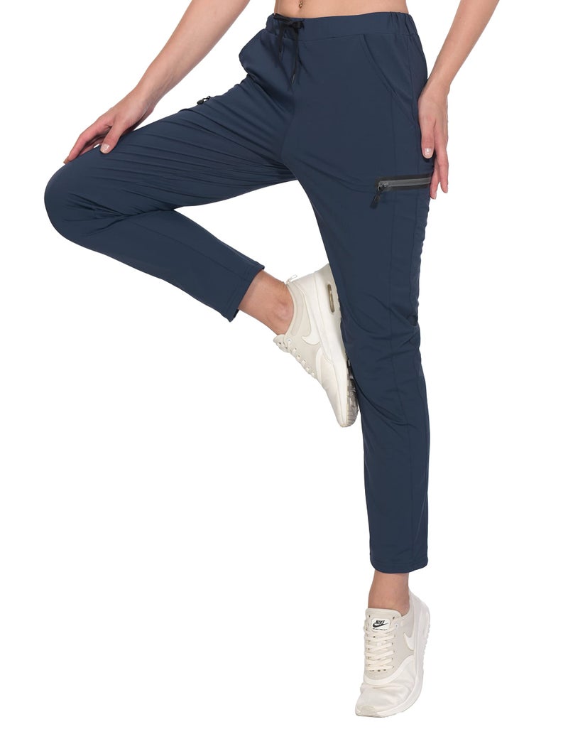 Little Donkey Andy Women's Ultra-Stretch Quick Dry Lightweight Ankle Pants Drawstring Active Travel Hiking Navy L - Image 2